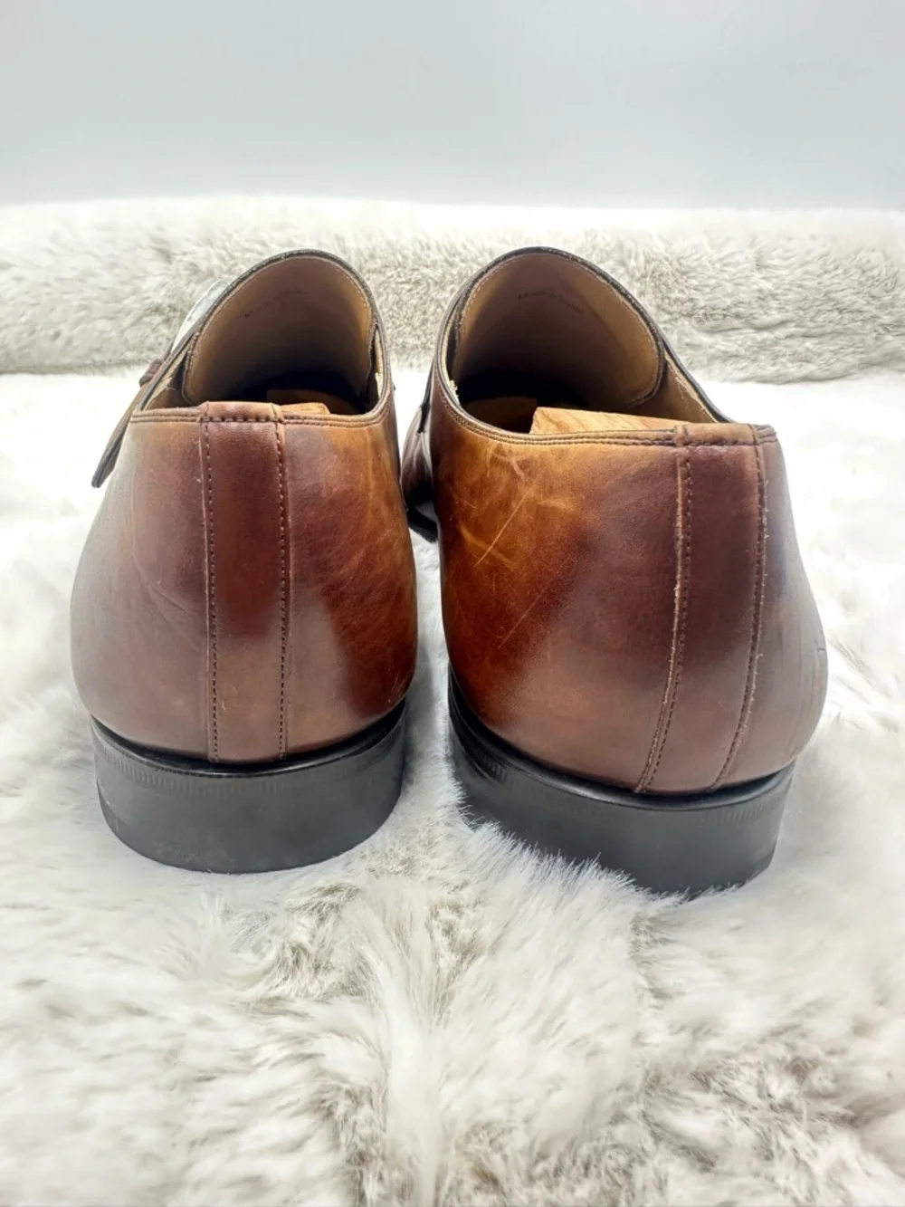 Magnanni Marco Single Monk Strap Loafer - Cognac Brown Leather mens size 13 M